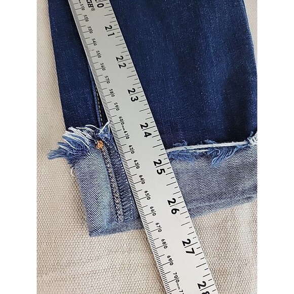 KanCan Jeans Womens 7 27 28x26 Crop Button Fly Stretch Crop Dark Blue Cuffed EUC - Picture 3 of 14